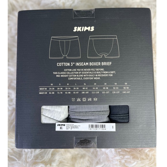 SKIMS Cotton 3" Boxer Briefs Heather Multi 3-Pack Underwear Small 28-30 in New - Picture 3 of 4